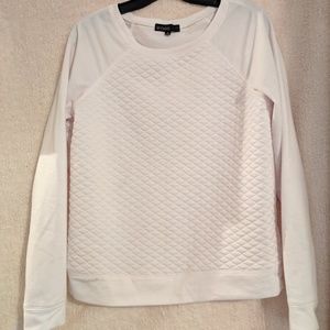 White woven front sweater